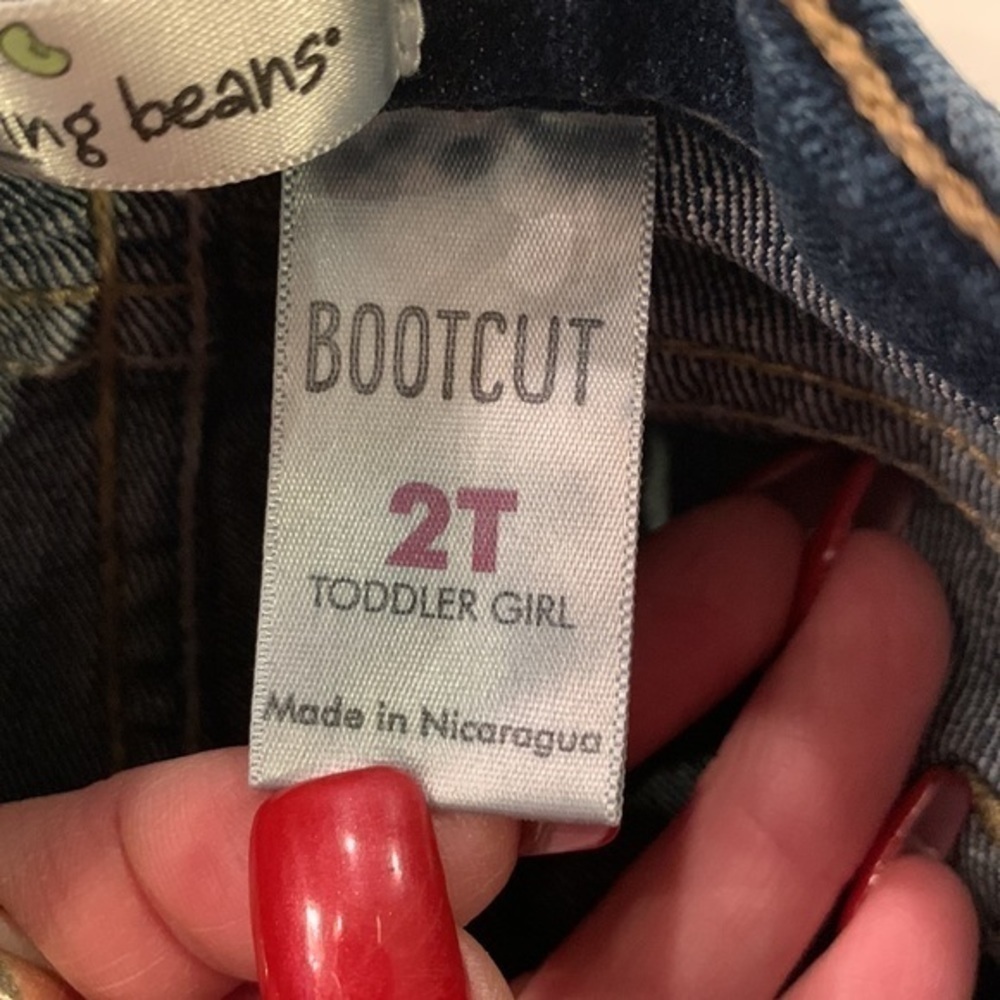 💐5/25 girls toddler jumping beans dark wash adjustable bootcut flare jeans - Picture 6 of 9